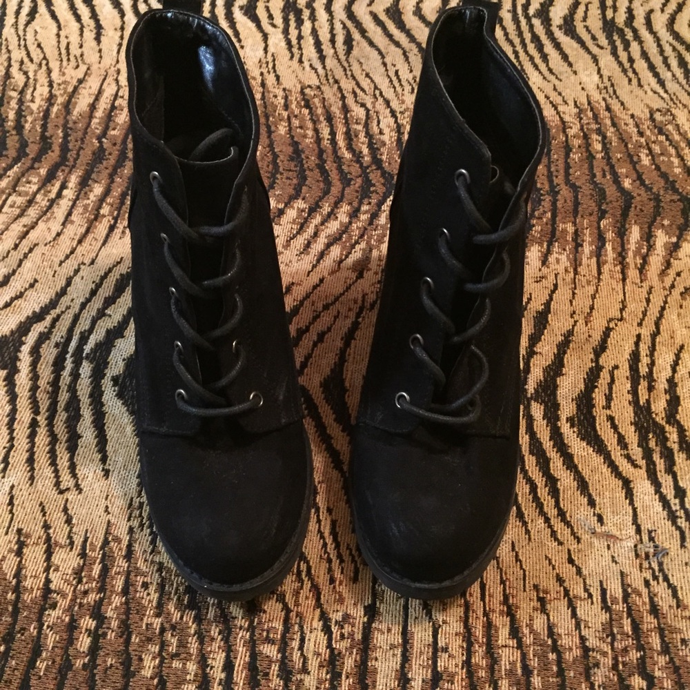 Lace Up  Black Booties
