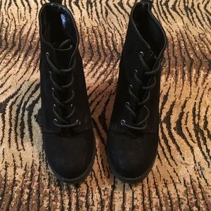 Lace Up Black Booties