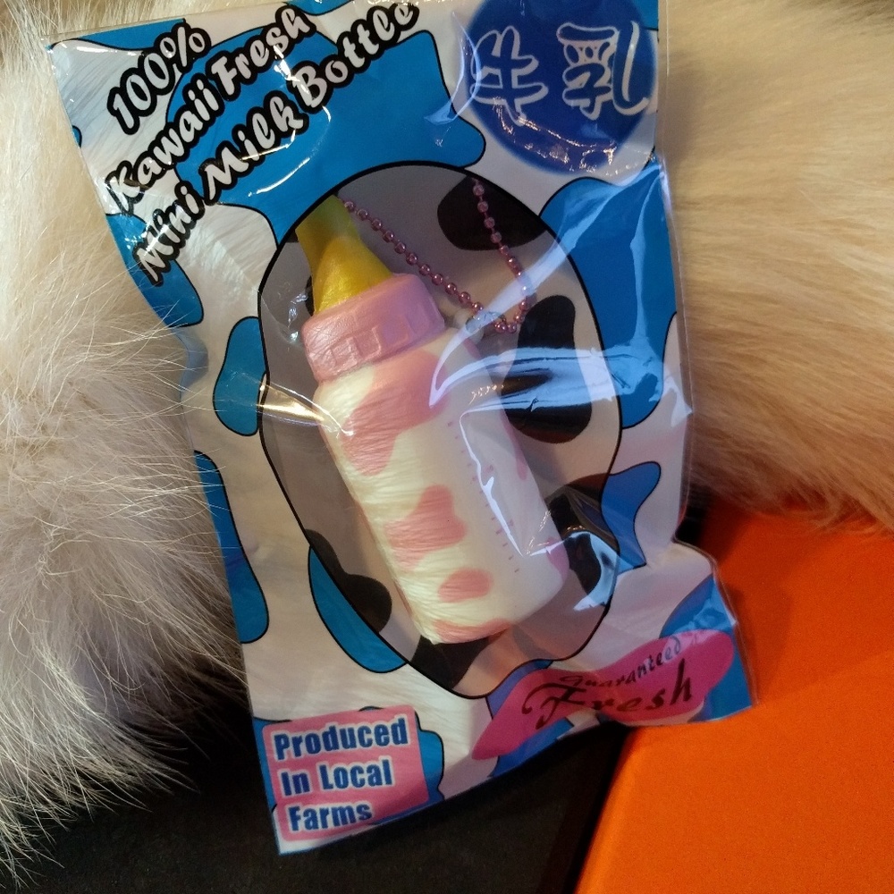 HAYARU JAPAN MINI MILK BOTTLE SQUISHY KAWAII CHAIN