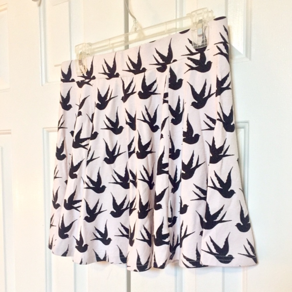 H&M Bird Print Skater Skirt