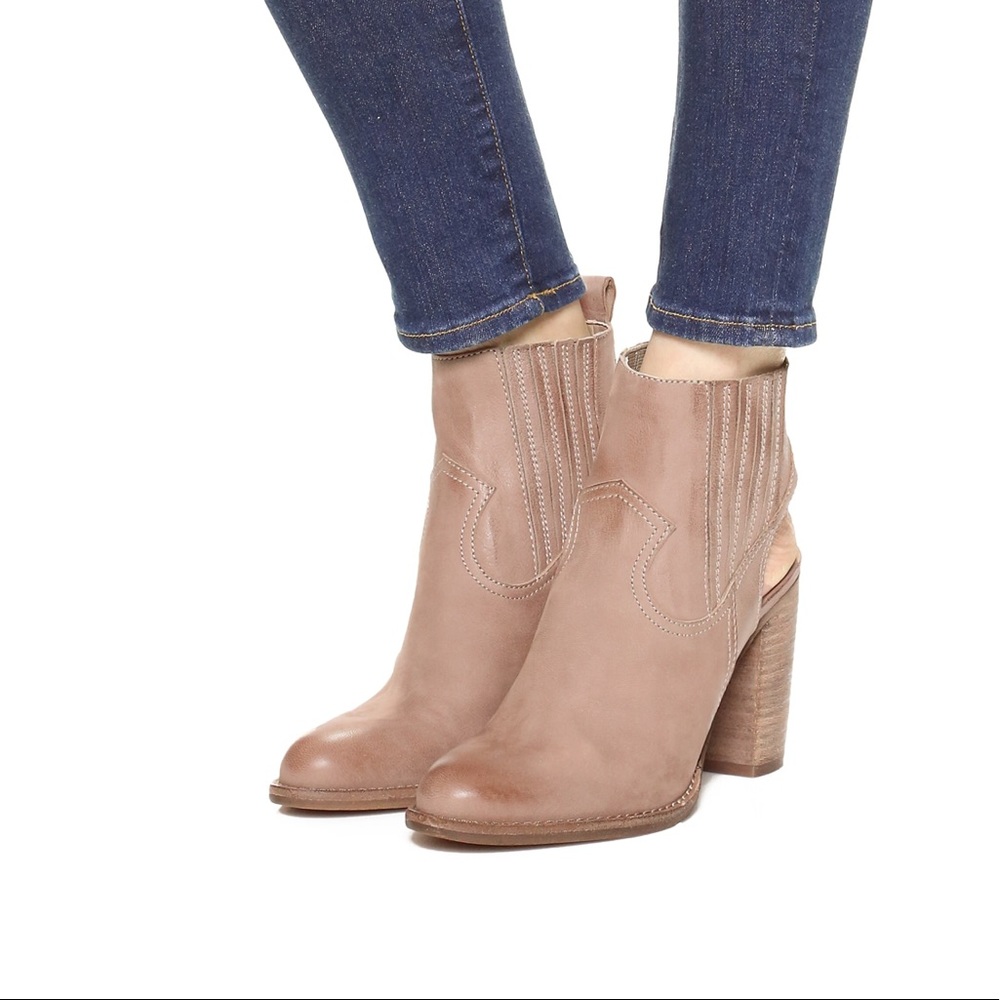Dolce Vita- Jasper Open Heel Bootie Taupe Nubuck