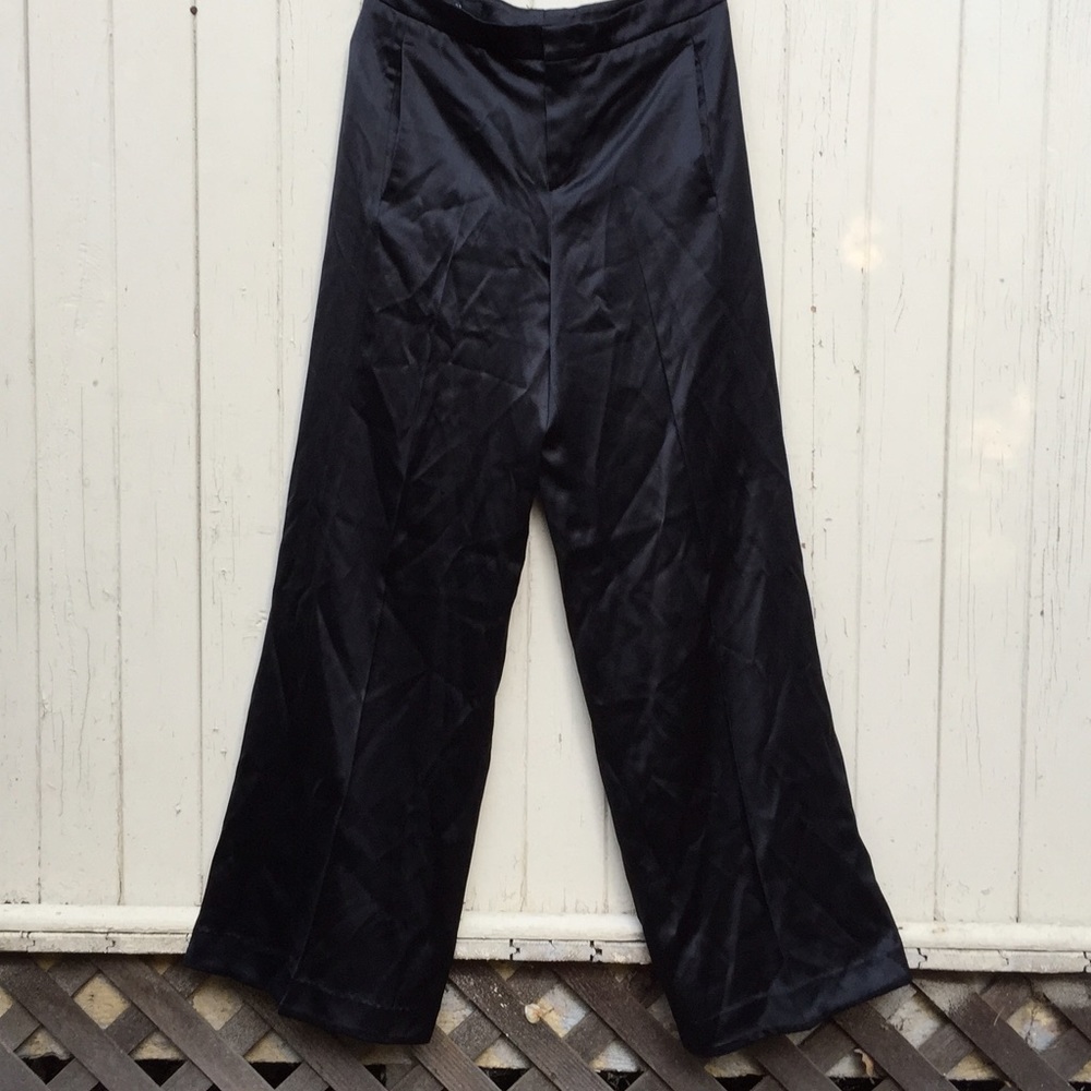 Gucci black silk wide leg pants, size 38