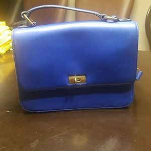 J CREW COBALT BLUE PURSE BAG TOP HANDLE