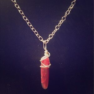 Wire wrapped stone necklace