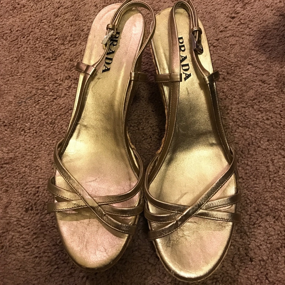 Prada sling back wedges