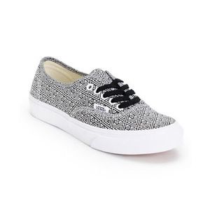 Black and White triangle Patterned Vans