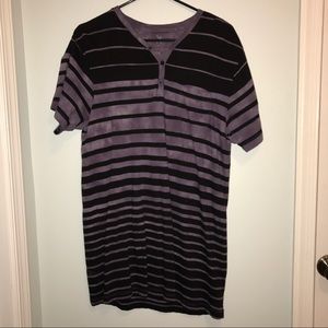 Marc Ecko purple Henley v-neck purple w/ stripes
