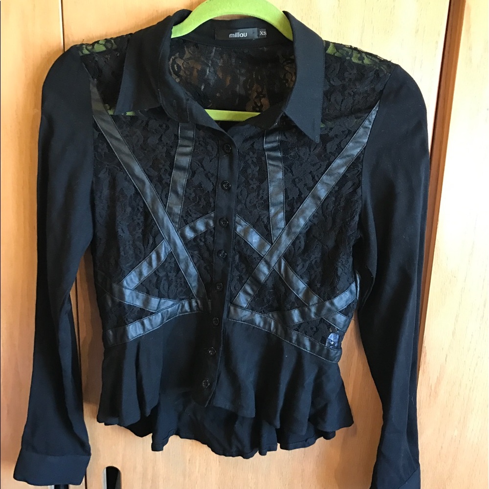LF Stores Lace/leather Millau shirt xsmall