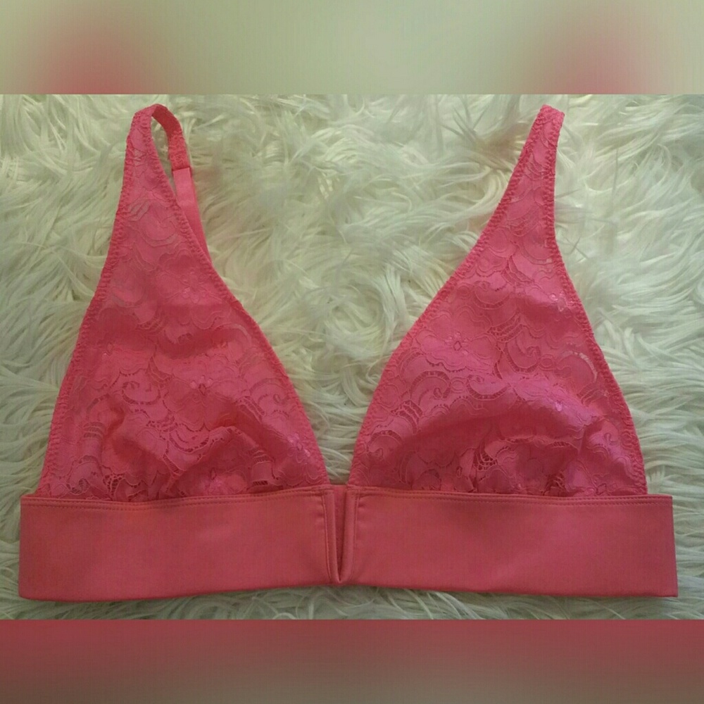 Free People pink lace plunge bralette - M