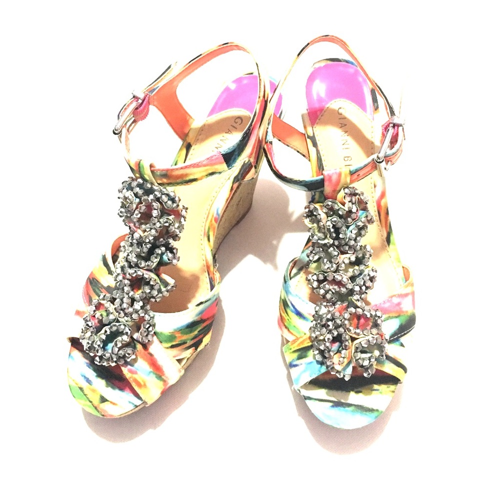 Gianni Bini Blossom T-strap Wedge Sandals