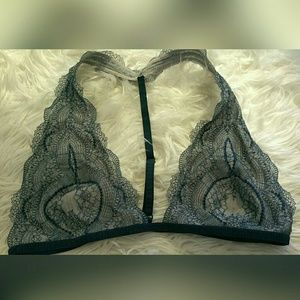 Free People blue and gray lace halter bralette