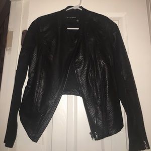 Olivaceous snake / lizard black leather jacket