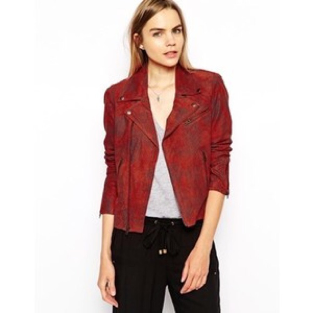 Suede Ganni jacket in burgundy - worn a few times