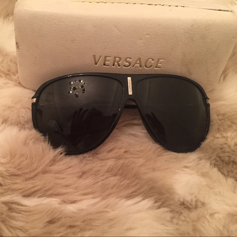 Versace Black Aviator Sunglasses