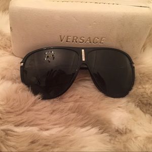 Versace Black Aviator Sunglasses