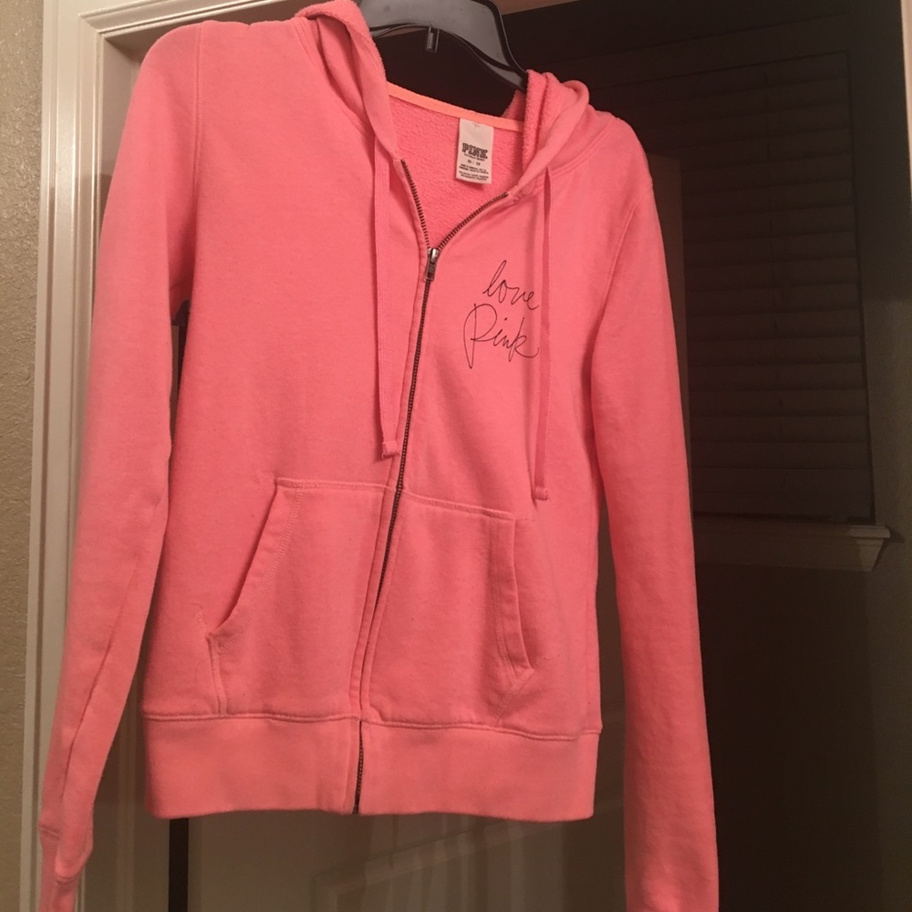 PINK zipper hoody pink/peach sweat shirt. Sz XS