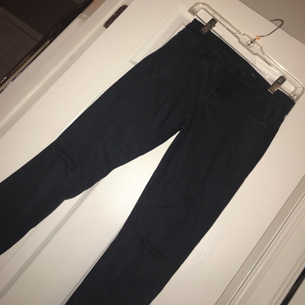 BLANK NYC cropped washed jeans distressed knees