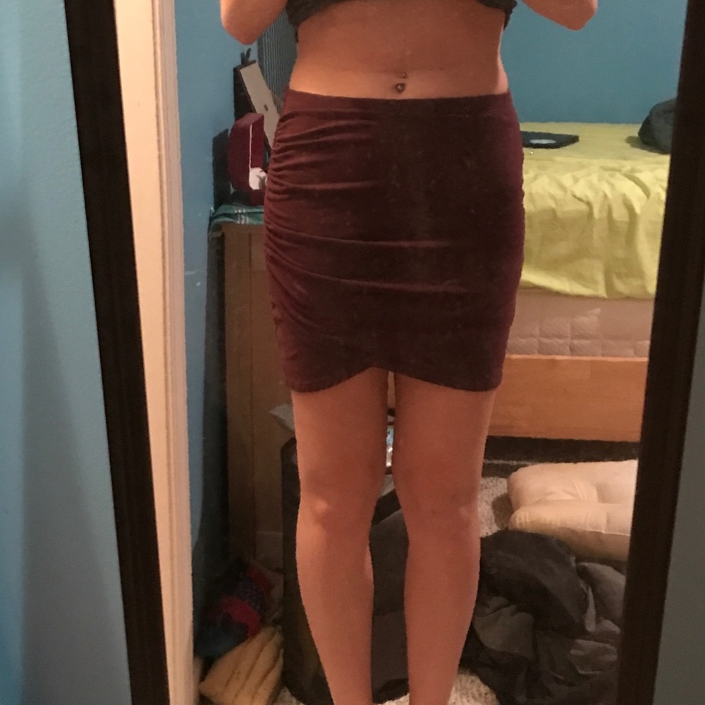 Maroon asymmetrical skirt