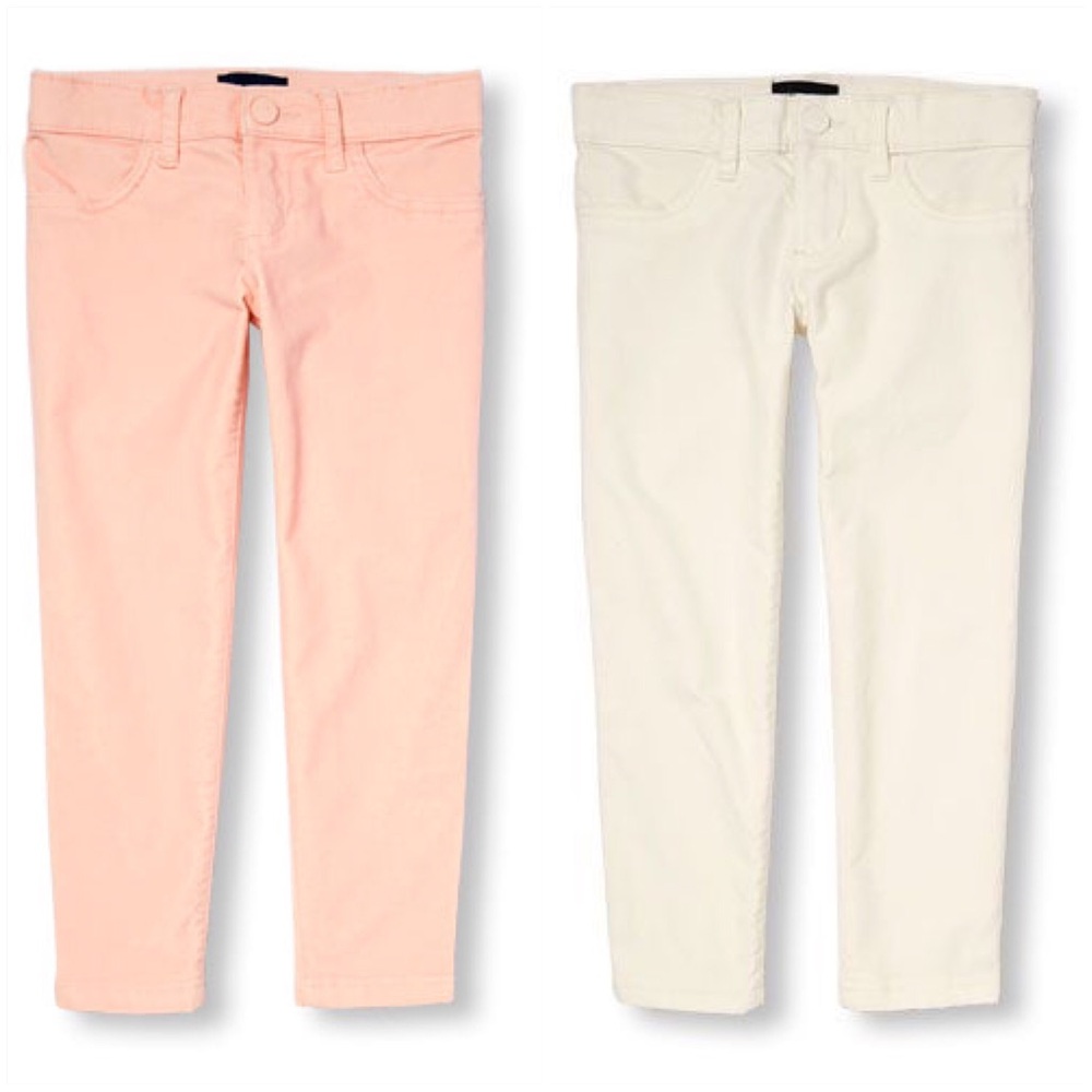 Solid Velvet Jeggings- Desert Pink & White
