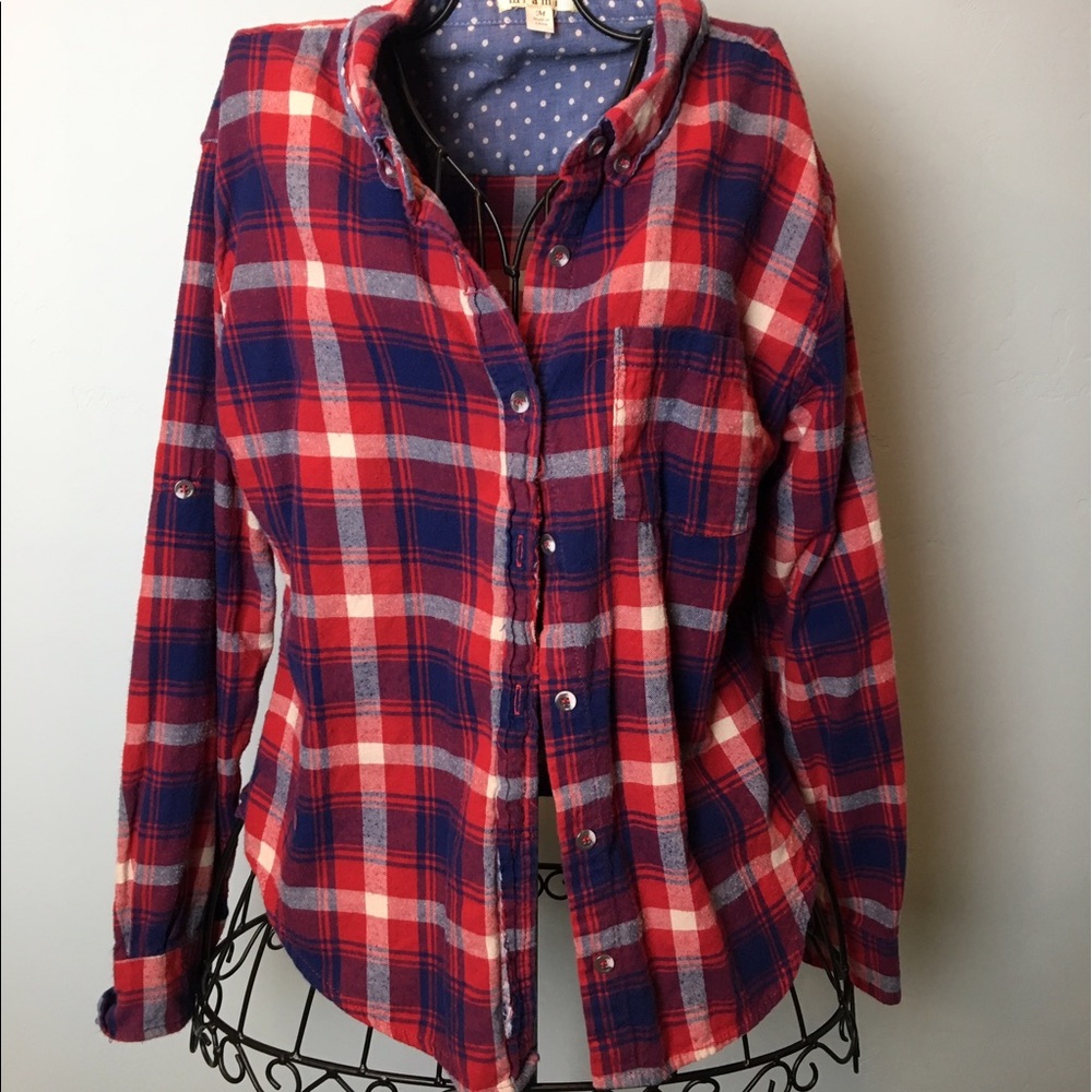 Red/White/Navy Blue flannel