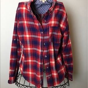 Red/White/Navy Blue flannel