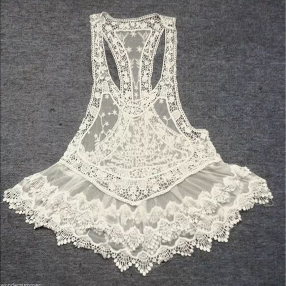 White crochet lace bikini cover up - Picture 3 of 3