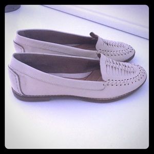 Cream leather loafers