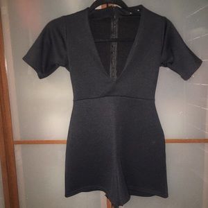 Plunge Romper in Black