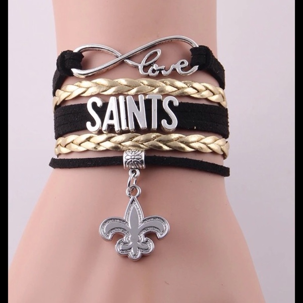 Infinity Love Saints Football Leather  Bracelet
