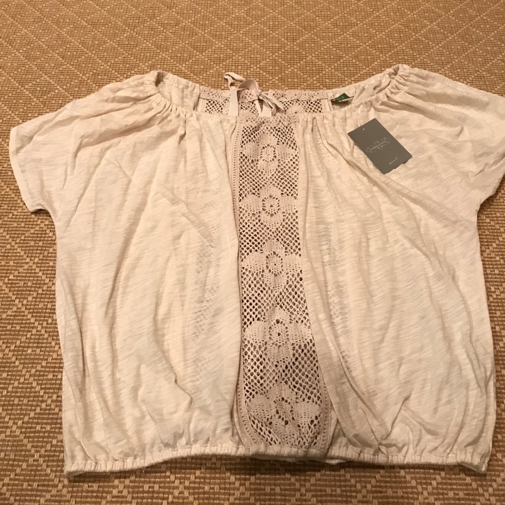 NWT Anthropologie Crochet Boho Off Shoulder Top
