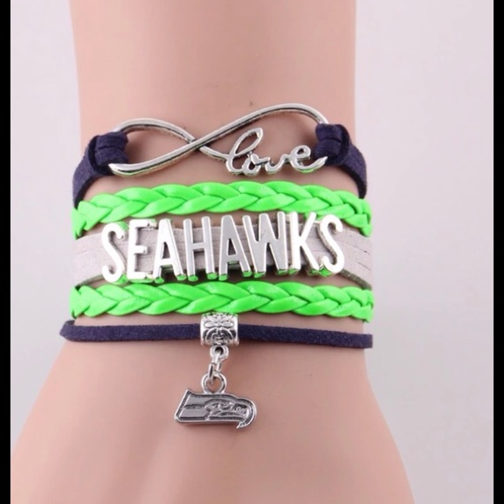 Infinity Love Seahawks Football Leather Bracelet