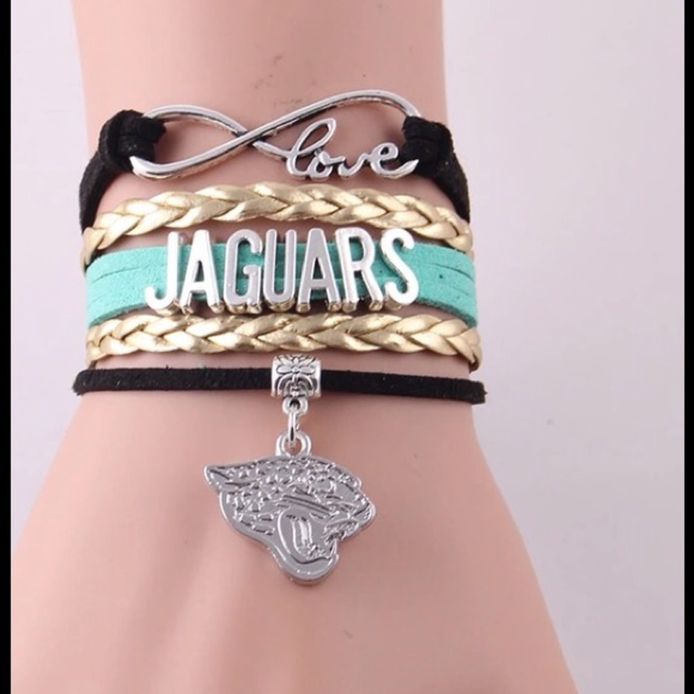 Infinity Love Jags Football Leather Charm Bracelet