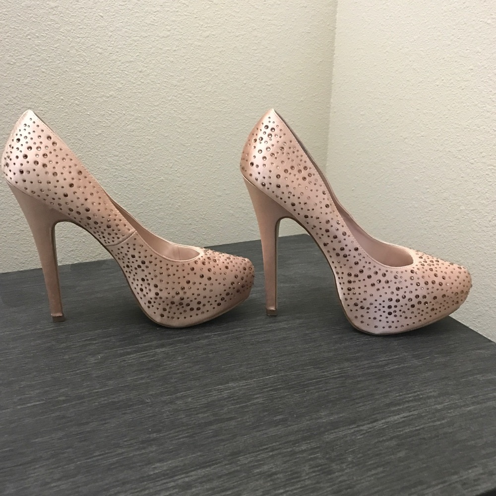 🎆BLUSH Glam Satin Swarovski studded platform heel