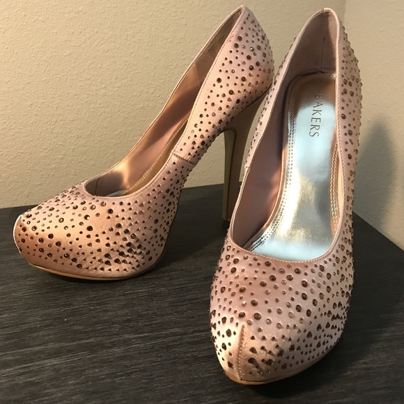 🎆BLUSH Glam Satin Swarovski studded platform heel - Picture 3 of 7