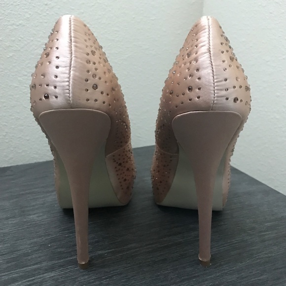 🎆BLUSH Glam Satin Swarovski studded platform heel - Picture 2 of 7
