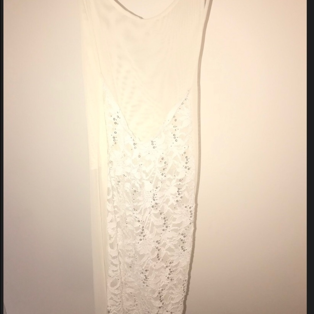 Custom made sheer dress embellish hand sewn detail