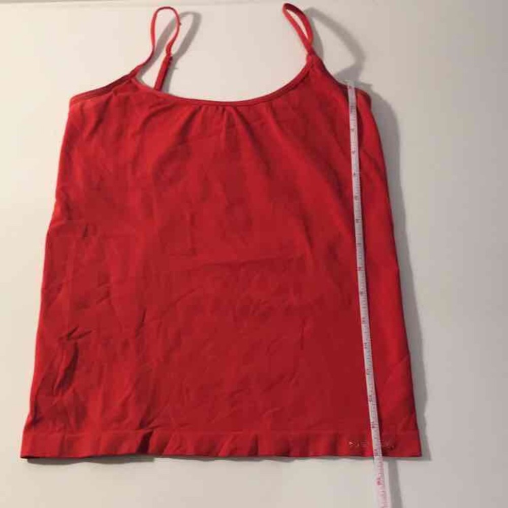 Bebe red tank top. Bra shelf crystal Bebe logo SzS