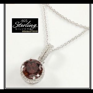 Garnet Sterling Silver .925 Necklace 2.45 CT.