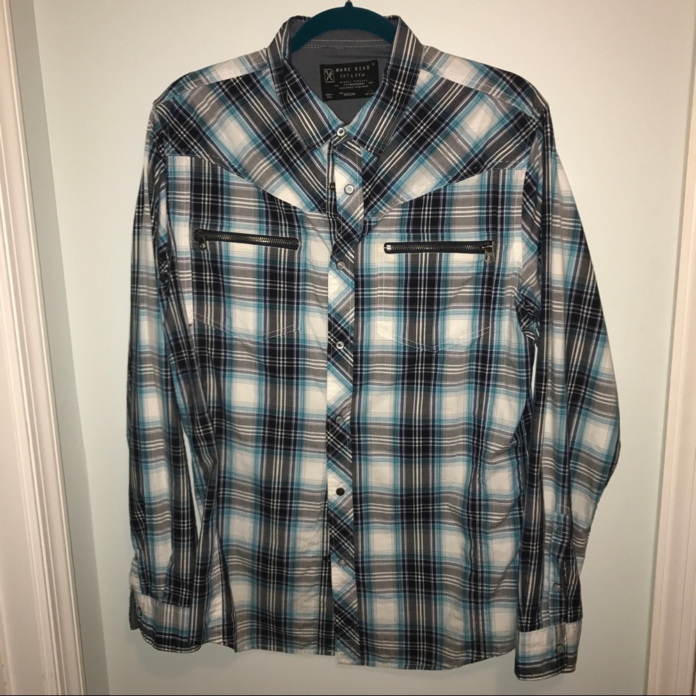 Marc Ecko plaid long sleeve button down shirt