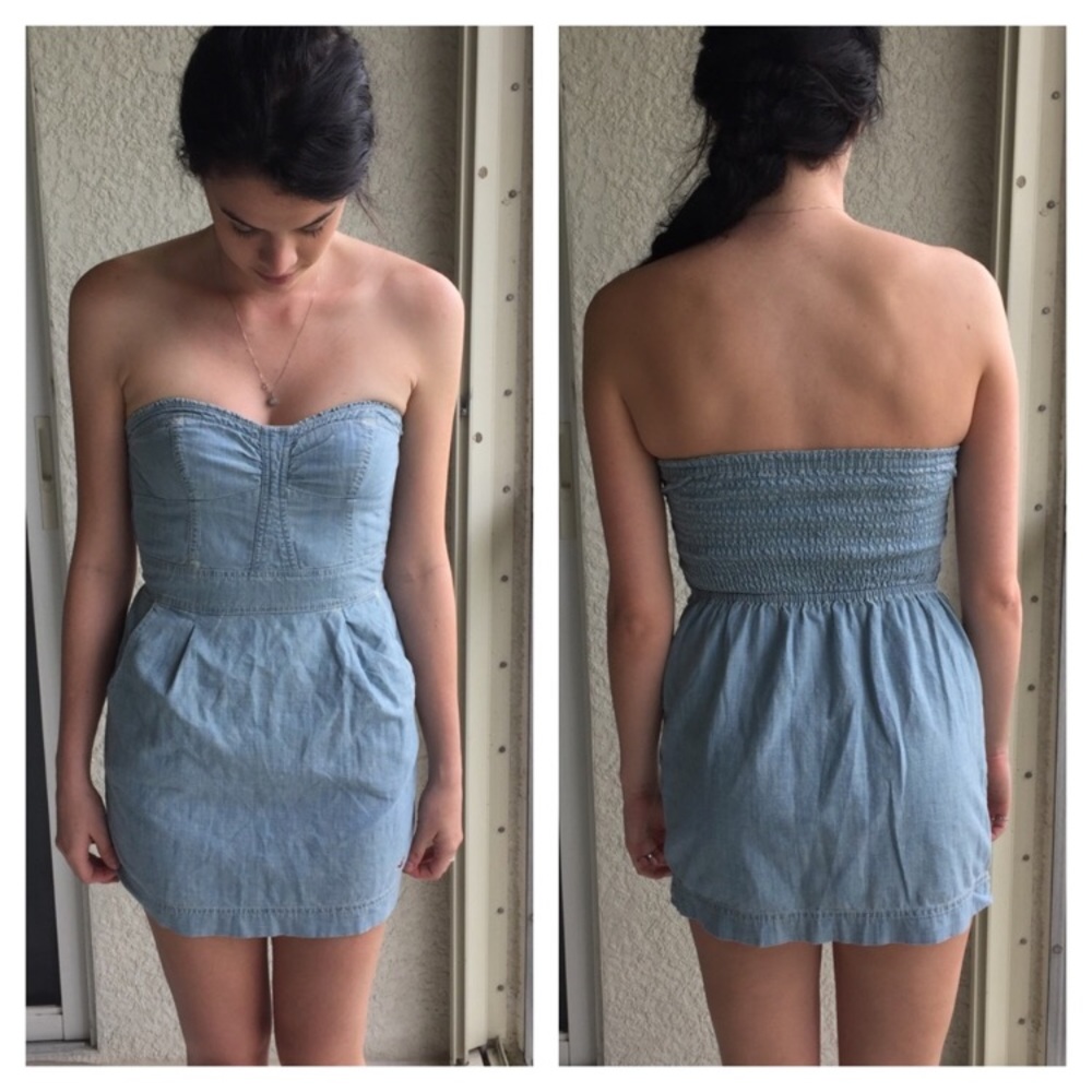 Hollister Denim Strapless Dress