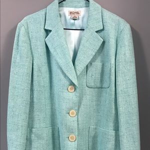 Preloved Michael Kors Tweed Turquoise Blazer