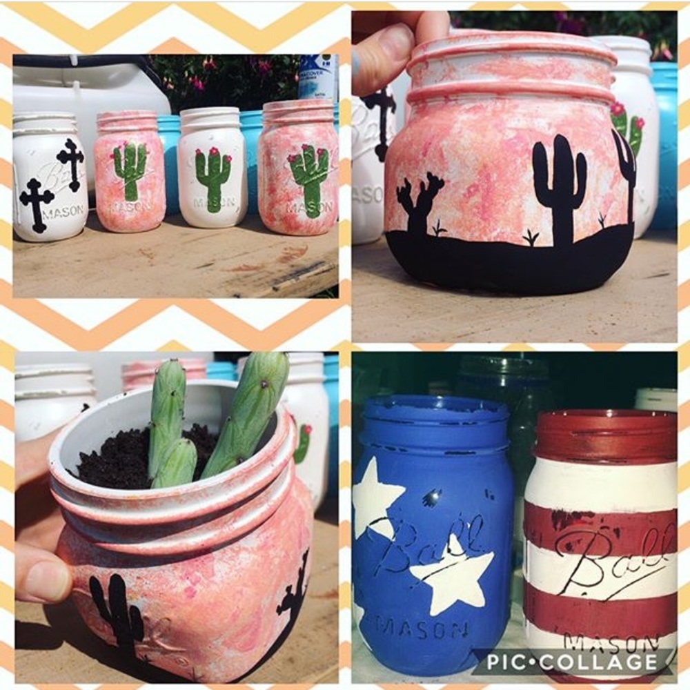 Hand painted mason jars