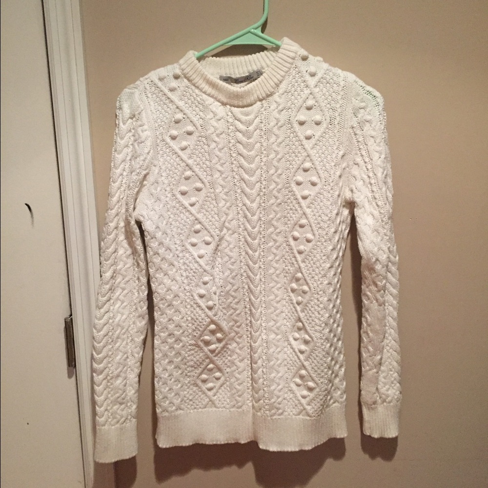 Zara white knitted cotton sweater