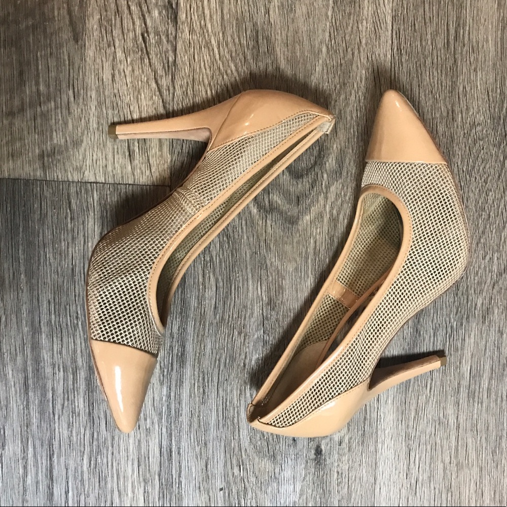 Sam Edelman Nude Tan Mesh Pumps