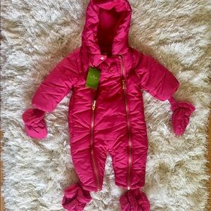 Kate Spade baby girl bow puffer snowsuit pink 6M