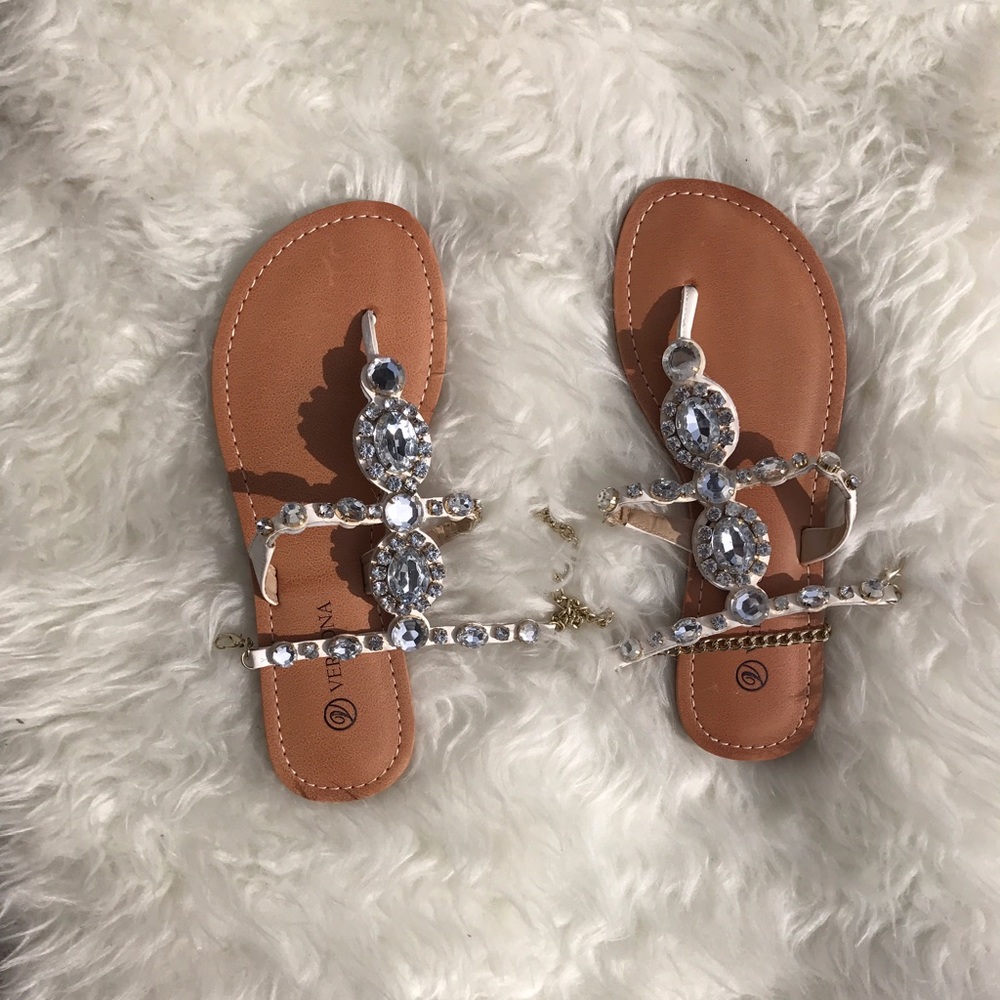 White gemstone Sandals 💕