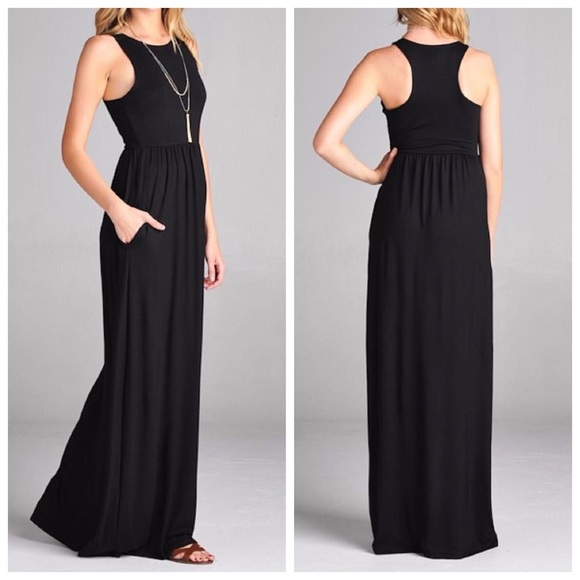 Black Hidden Pocket Maxi Dress - Picture 2 of 2