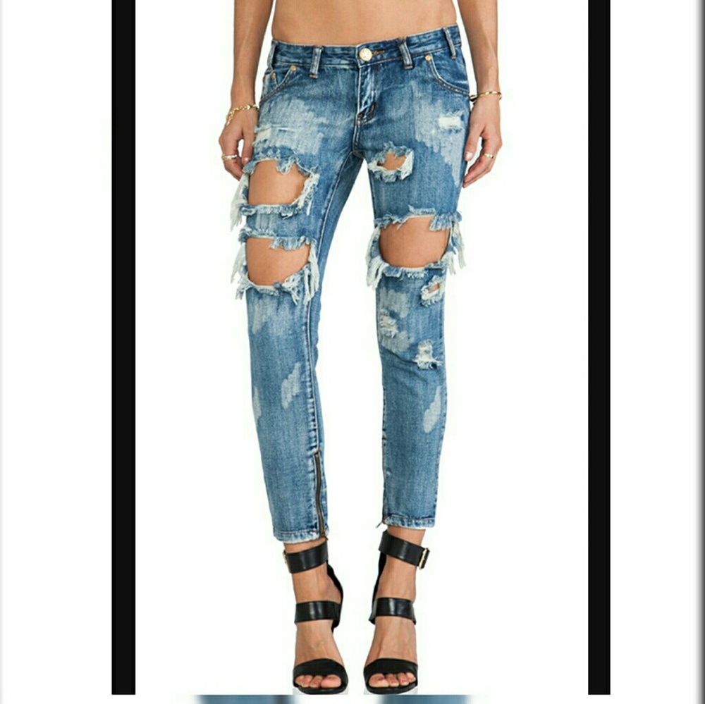 One Teaspoon Trashed Freebirds in Cobain Size 22