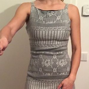Silver NYE Dress with Lace Design (M)