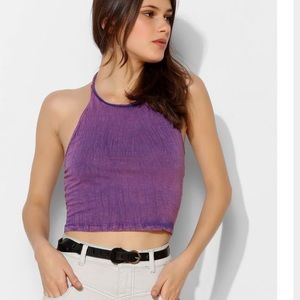 Urban purple acid washed crop halter top ✨
